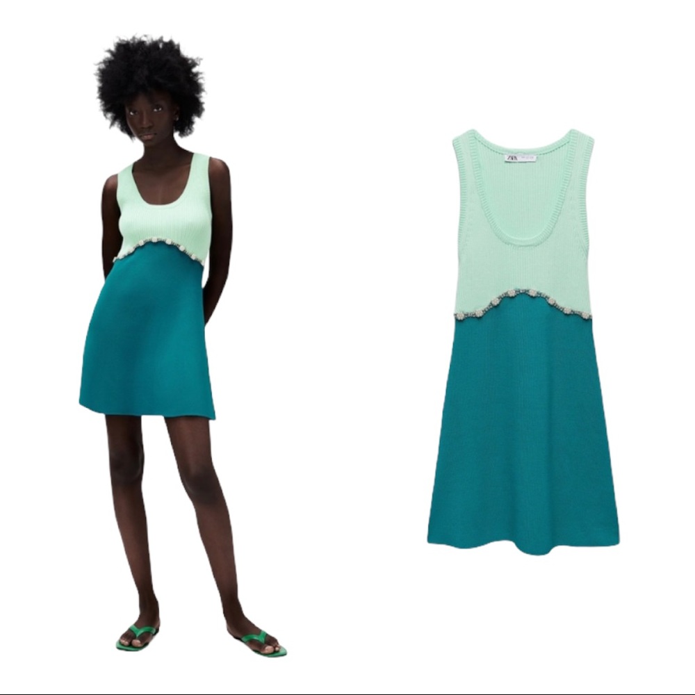 Zara Jewel Appliqué Knit Dress Only One NWT